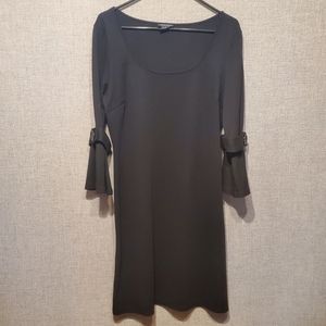 Spense Midi Length Little Black Dress With Long Embellished Sleeves Size 12